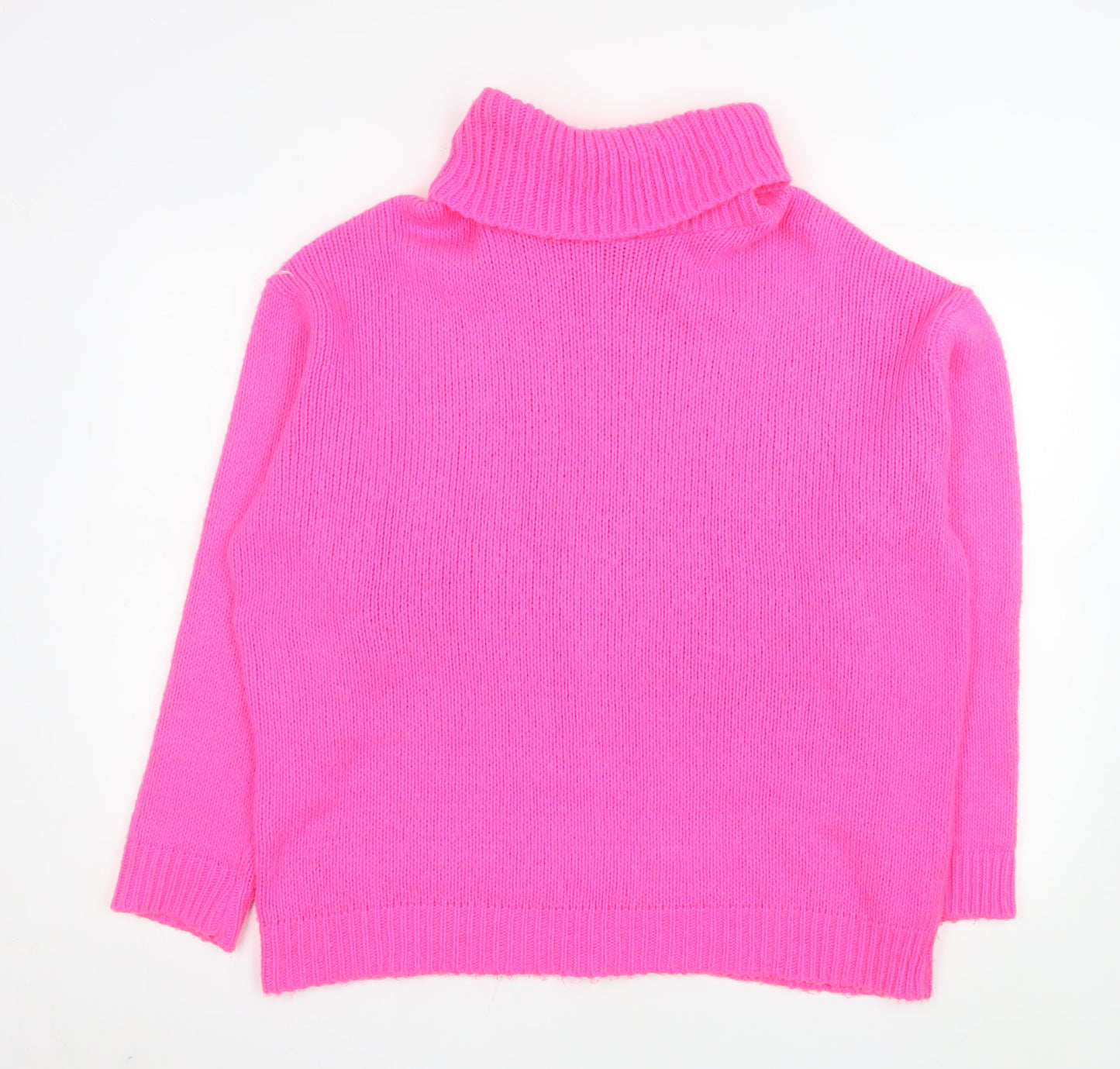 PrettyLittleThing Women's Pink Roll Neck Knitted Jumper Size S