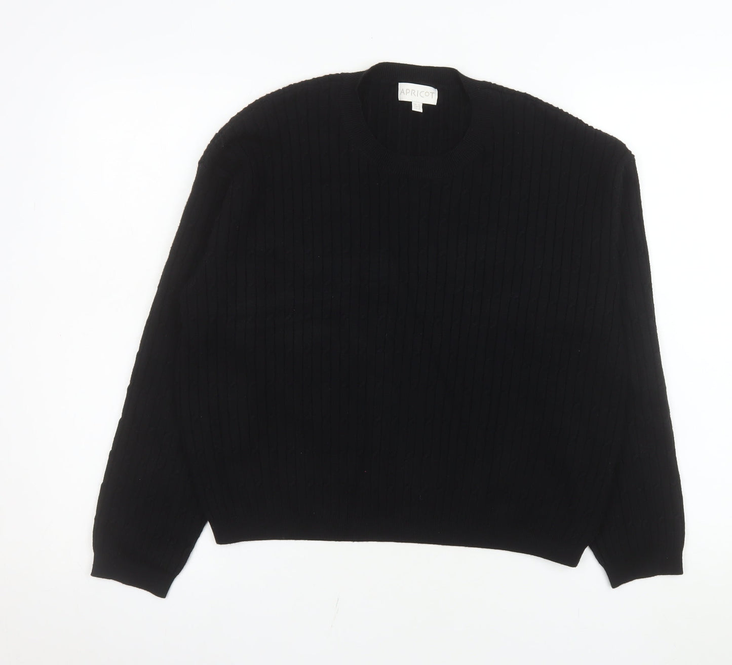 Apricot Womens Black Cable Knit Crew Neck Jumper Size 12