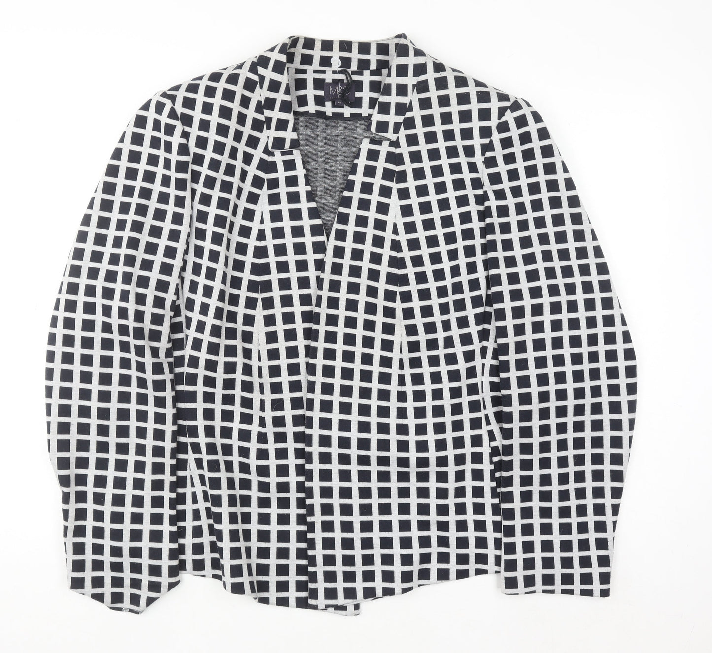 Marks and Spencer Women Blue Check Blazer Size 22 Regular Fit