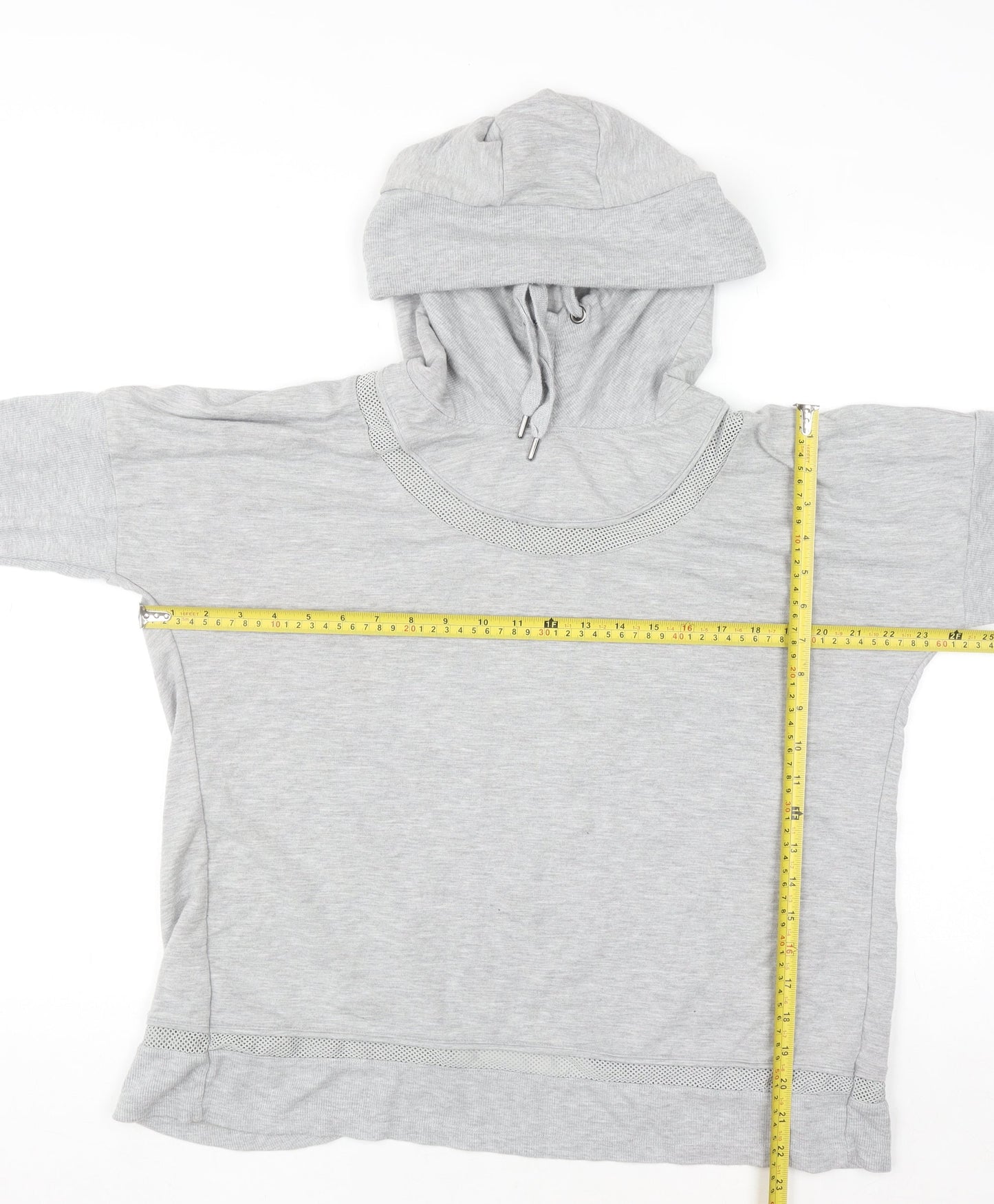 Yogalicious Womens Grey Wrap Back Hooded Pullover XL Lightweight Hoodie