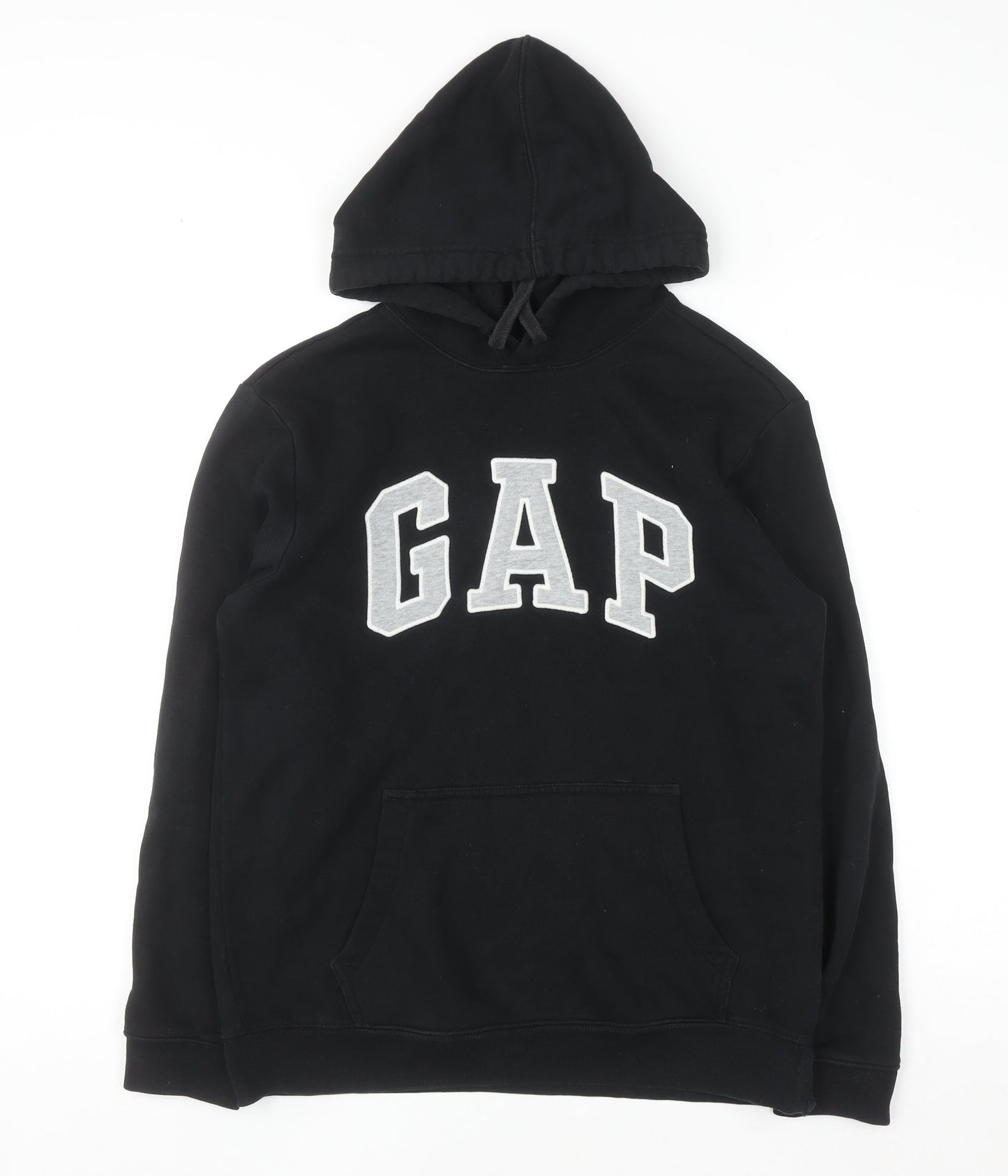 GAP Womens Black XS Pullover Hoodie Cotton Blend Logo Sweatshirt