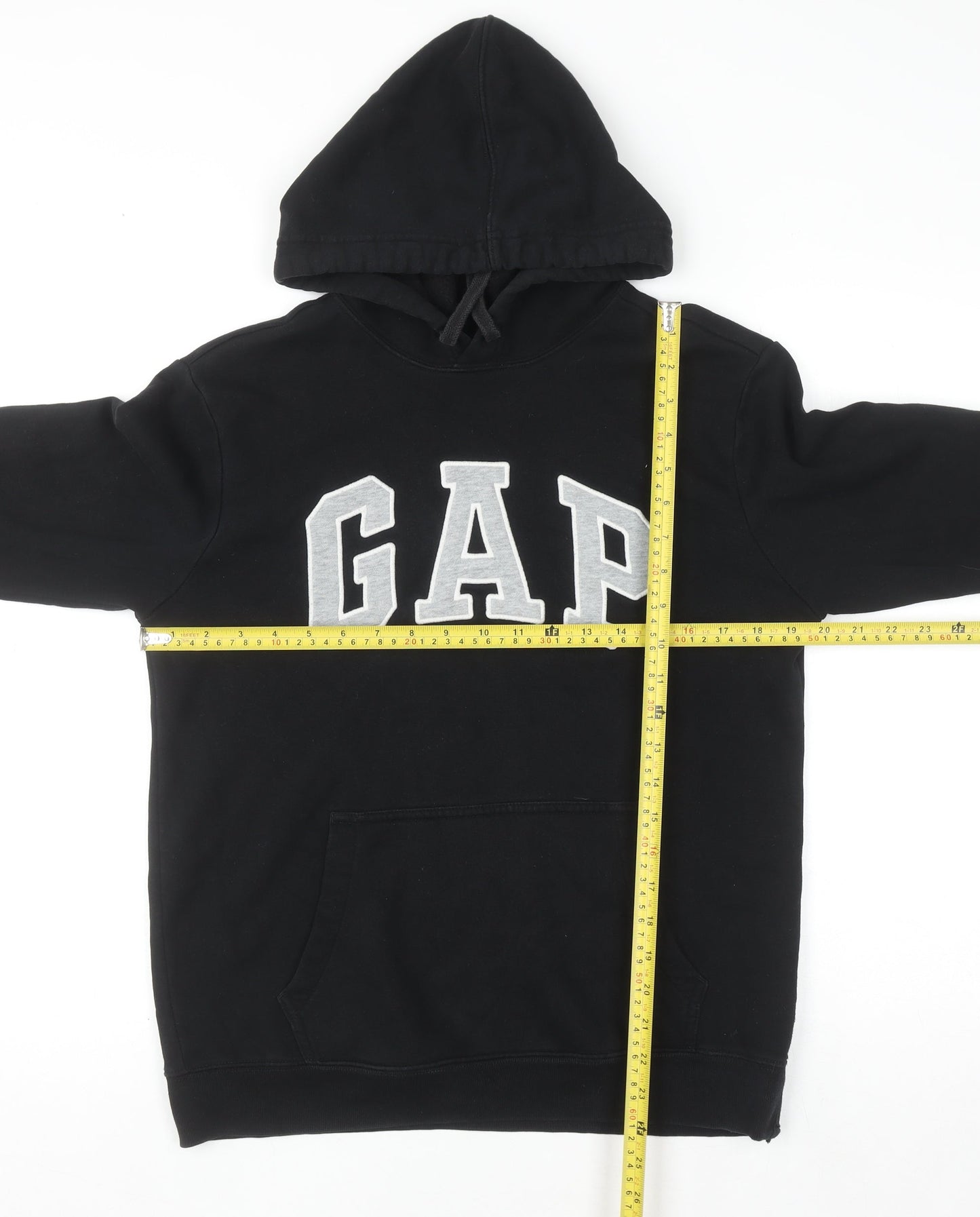 GAP Womens Black XS Pullover Hoodie Cotton Blend Logo Sweatshirt