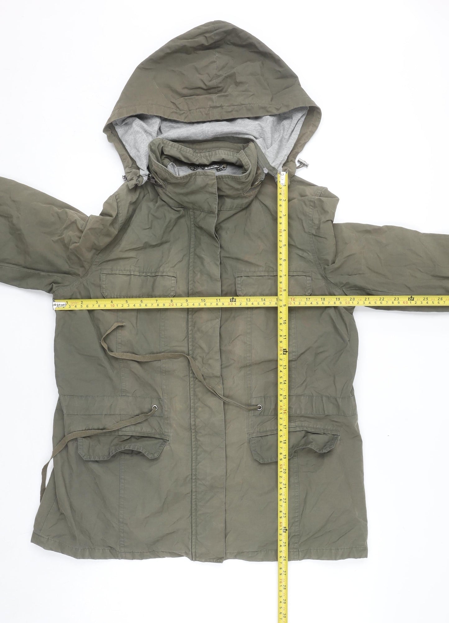 Kew Women’s Green Cotton Hooded Parka Jacket Size 14