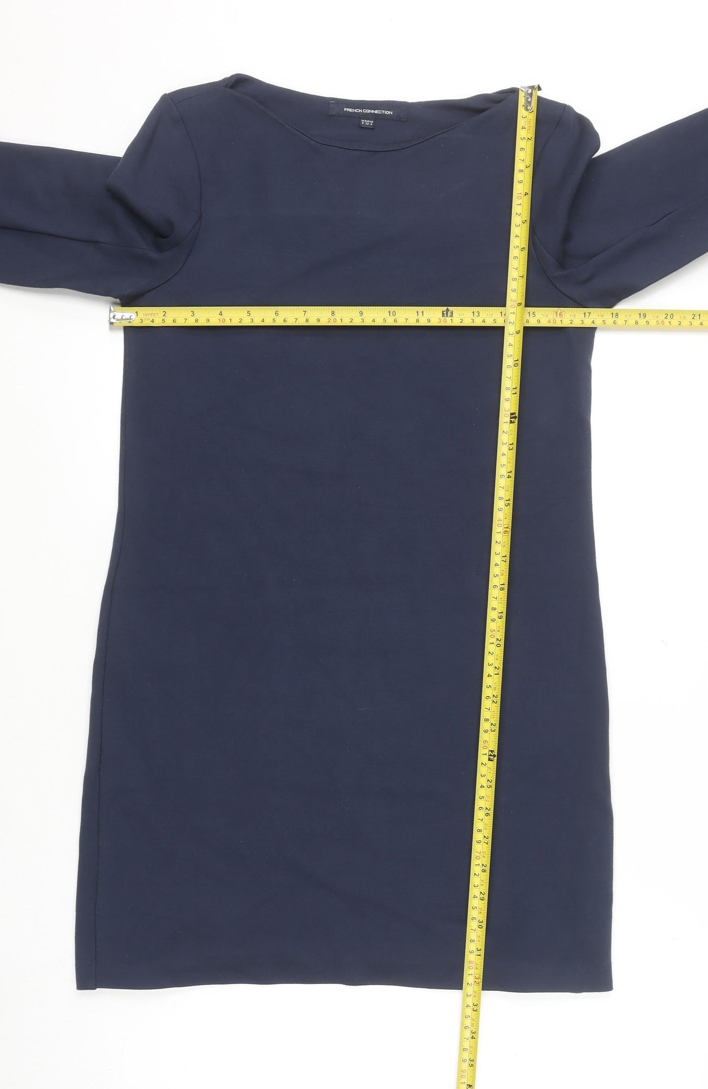 French Connection Women Blue Sheath Dress Size 8 Long Sleeve