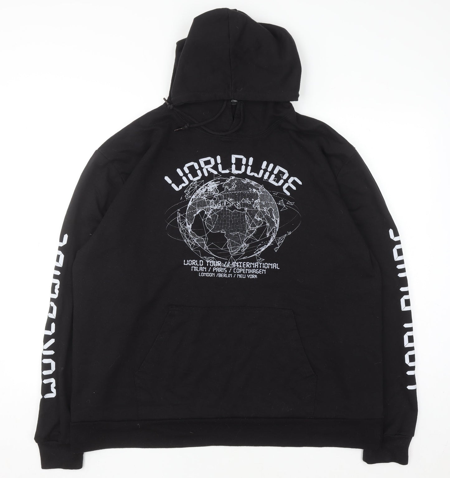 PrettyLittleThing Women Black Size 20 Pullover Hoodie Worldwide Graphic