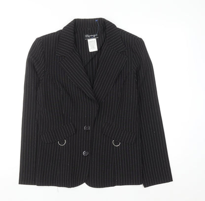 Spago Collection Women Black Pinstripe Two-Button Suit Jacket Size 6