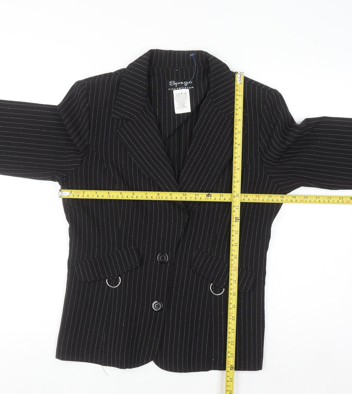 Spago Collection Women Black Pinstripe Two-Button Suit Jacket Size 6