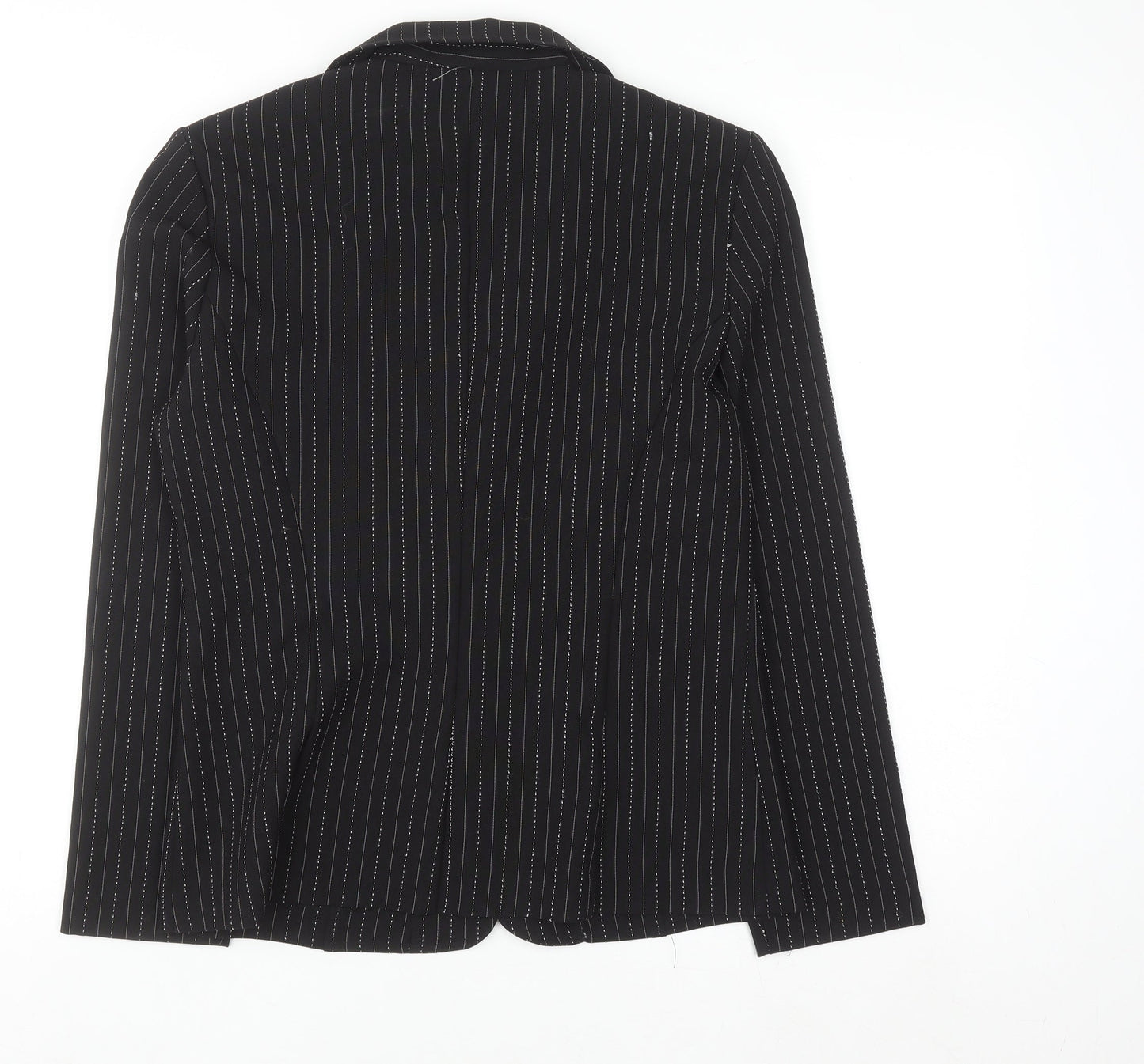Spago Collection Women Black Pinstripe Two-Button Suit Jacket Size 6