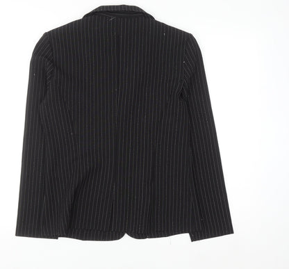 Spago Collection Women Black Pinstripe Two-Button Suit Jacket Size 6