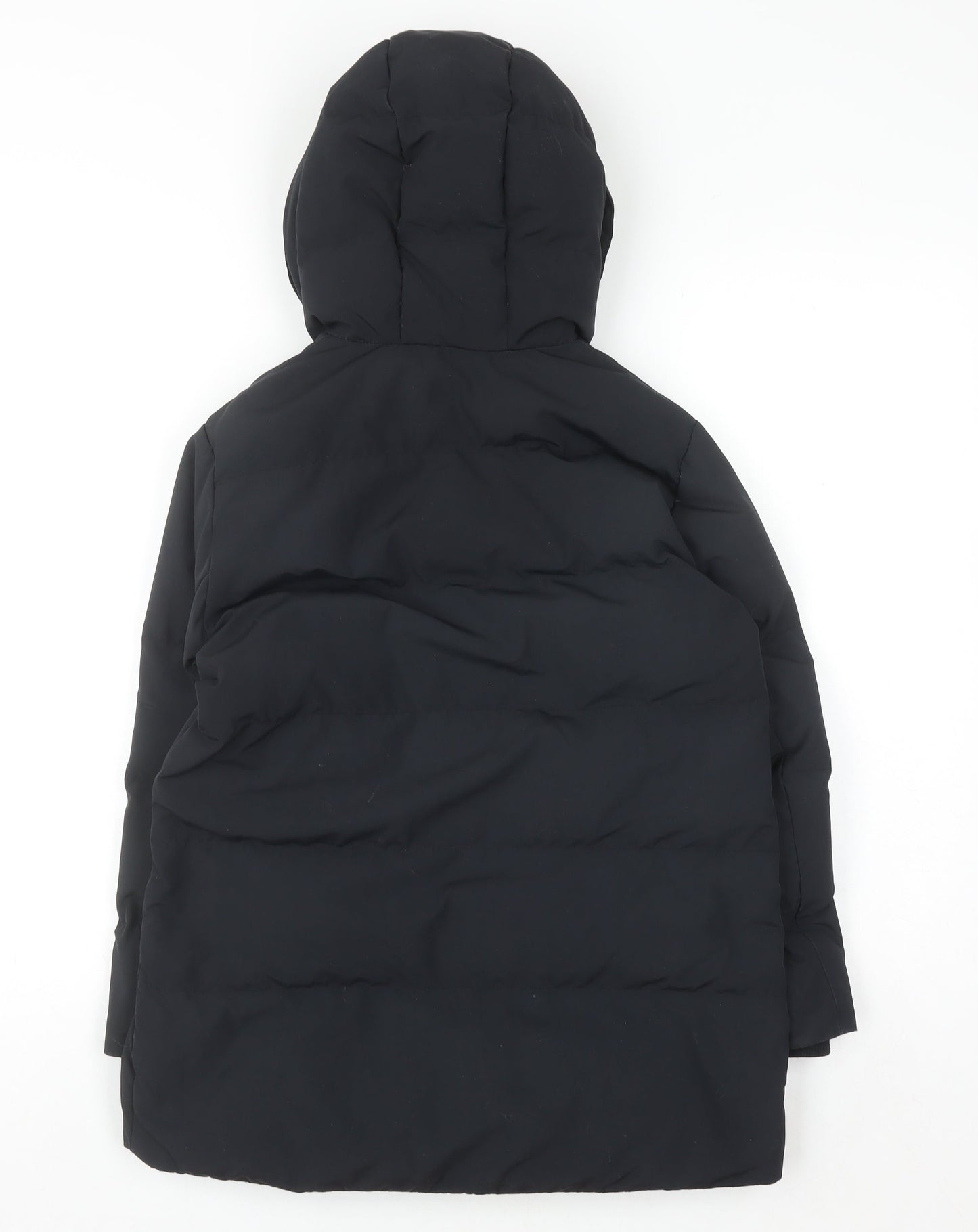 Uniqlo Boys Black 7-8 Years Hooded Puffer Jacket Winter Coat