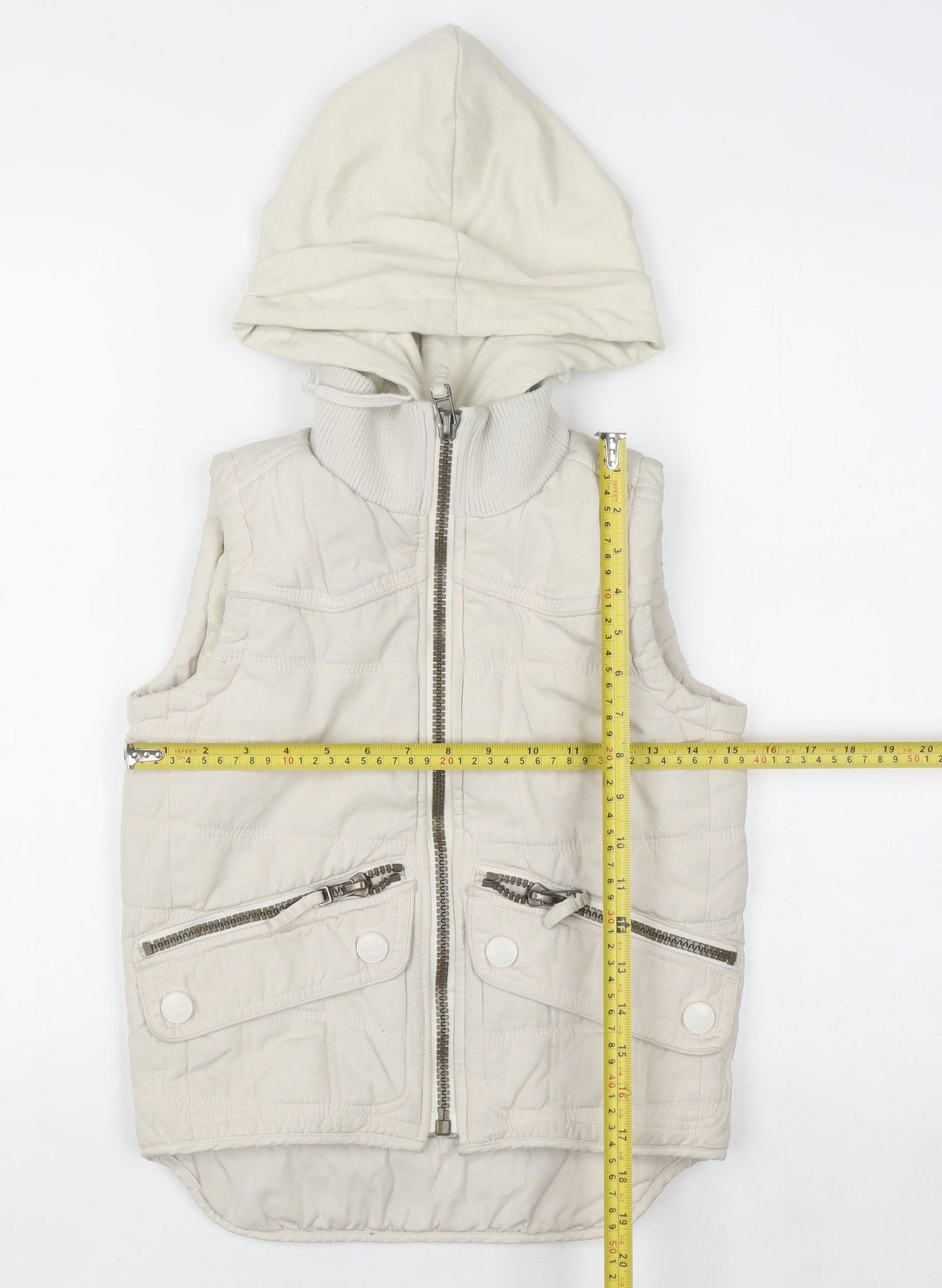 Soul Cal Women's Beige Hooded Padded Waistcoat XS