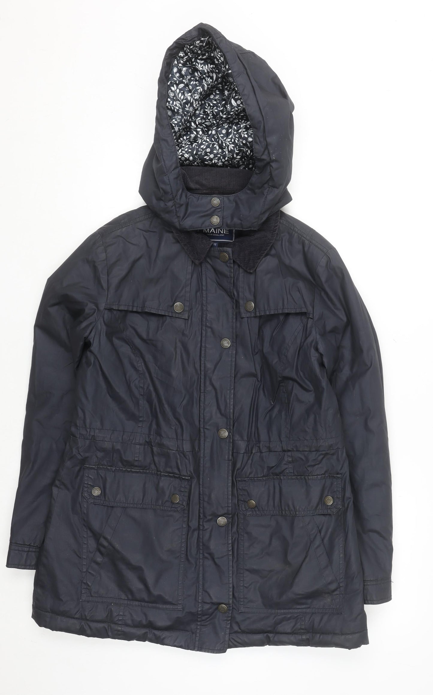 Maine New England Women's Blue Hooded Parka Jacket Size 12
