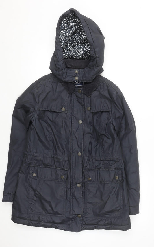 Maine New England Women's Blue Hooded Parka Jacket Size 12