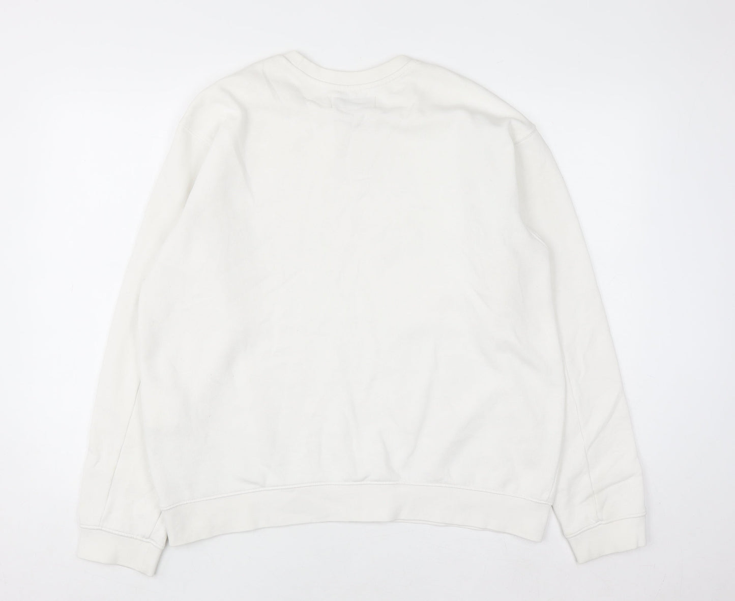 Replay Women White Cotton Blend Sweatshirt Size 3XL Crew Neck