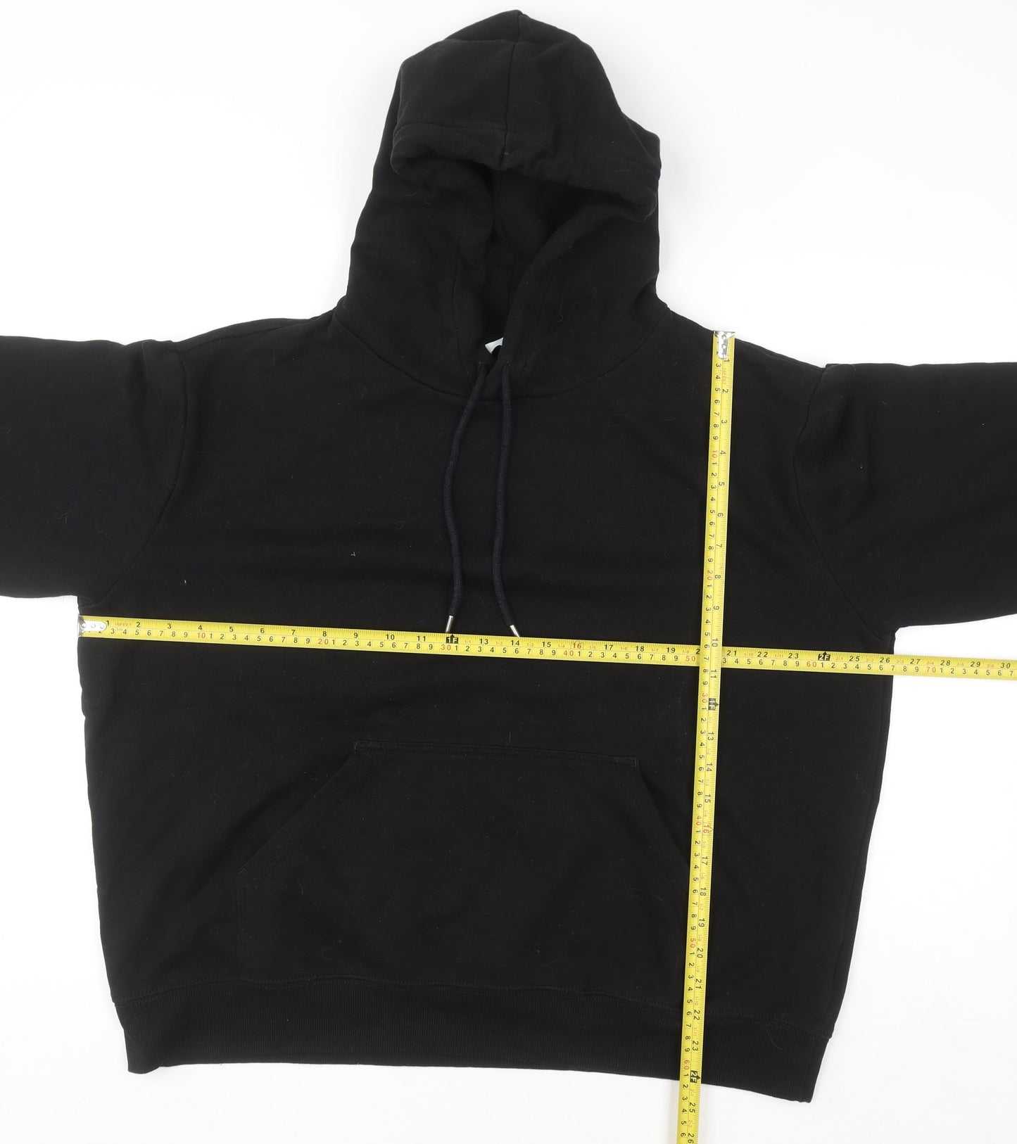 H&M Womens Black Pullover Hoodie Size 16 Cotton Blend Lined