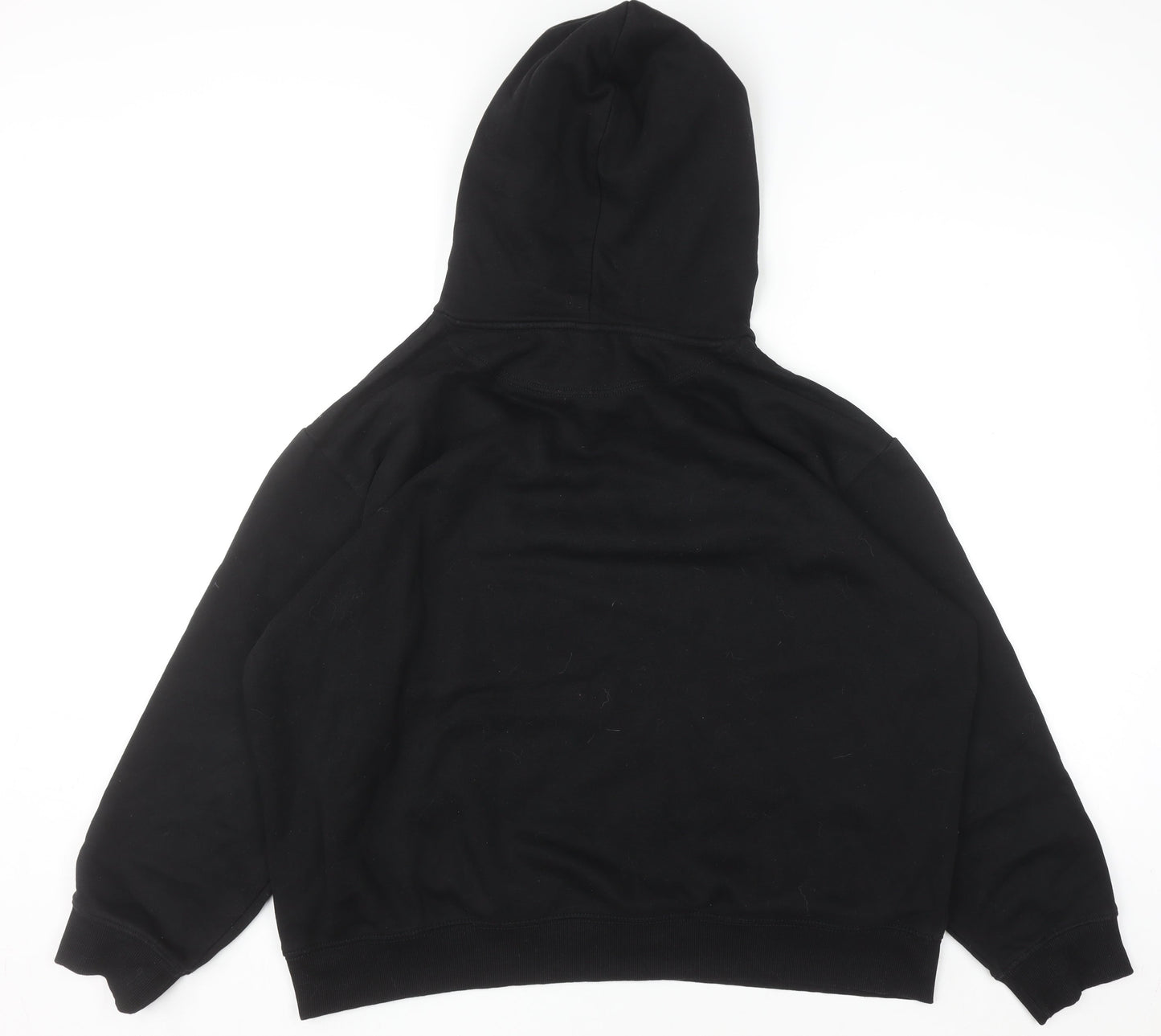 H&M Womens Black Pullover Hoodie Size 16 Cotton Blend Lined