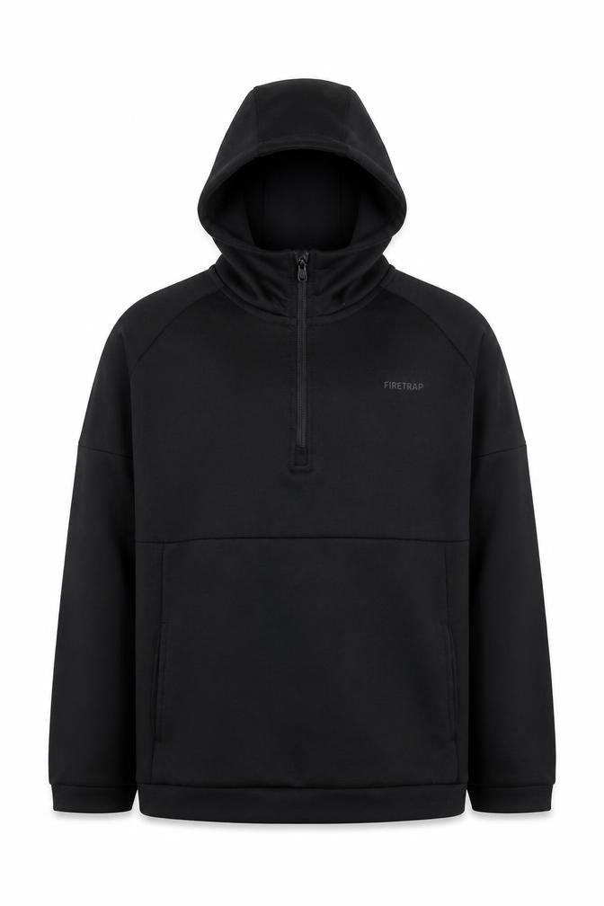 Firetrap Boys Black 13 Years 1/2 Zip Hooded Sweatshirt