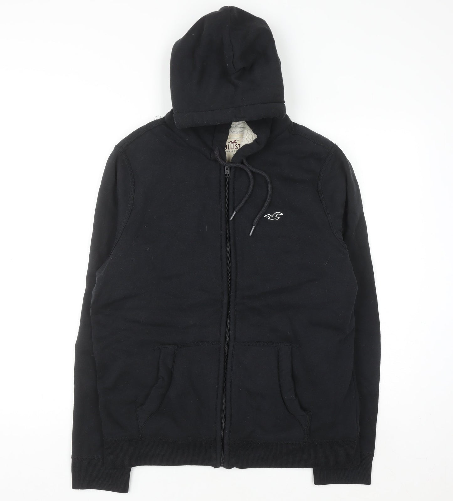 Hollister Women Black Medium Full Zip Hooded Sweatshirt Lined
