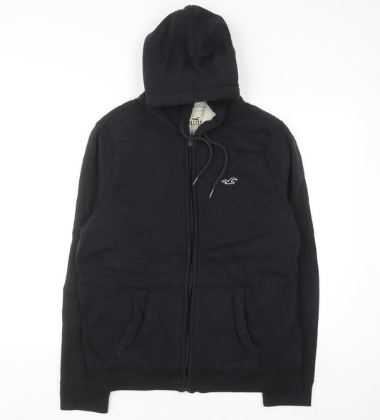 Hollister Women Black Medium Full Zip Hooded Sweatshirt Lined