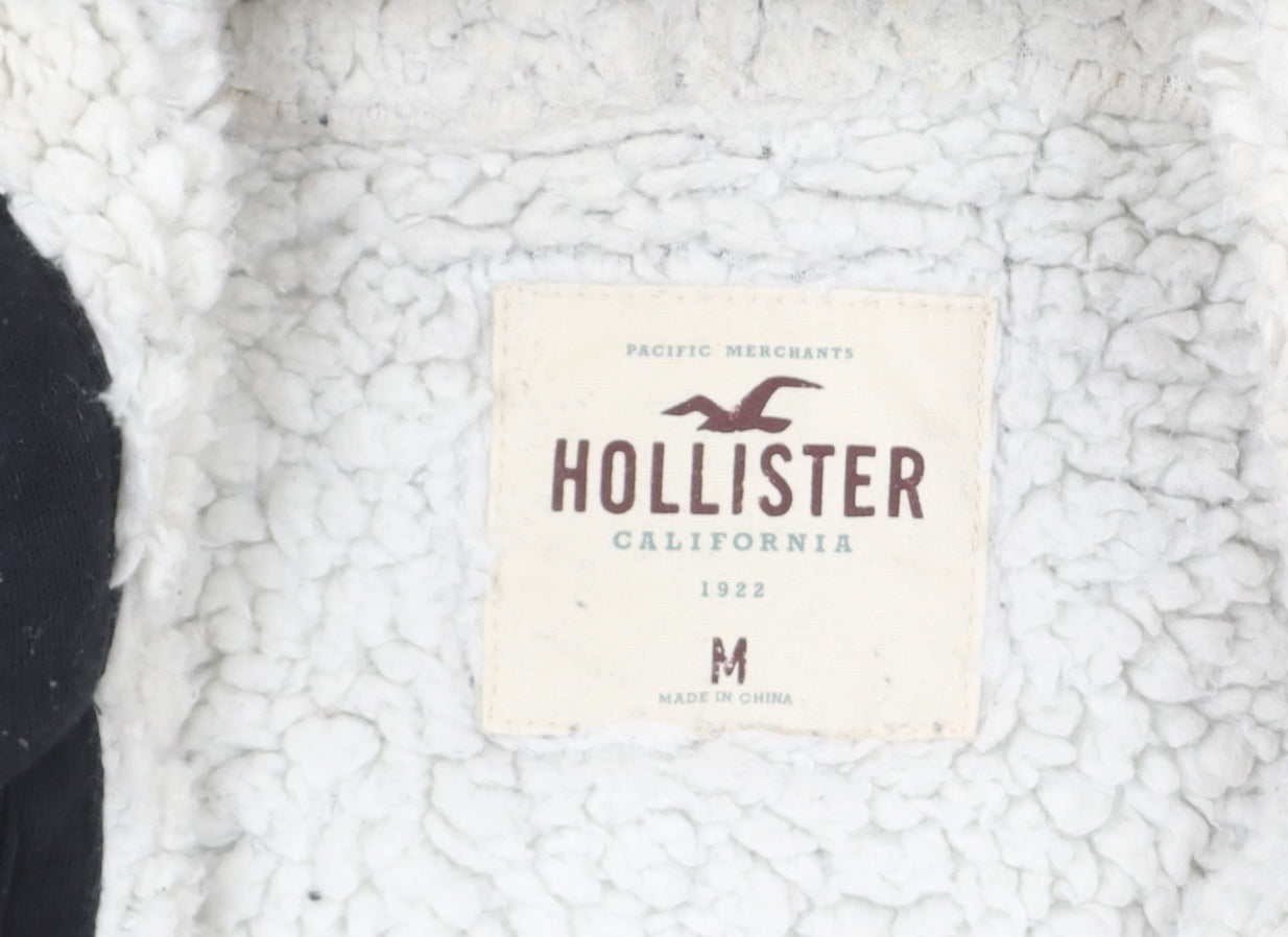 Hollister Women Black Medium Full Zip Hooded Sweatshirt Lined