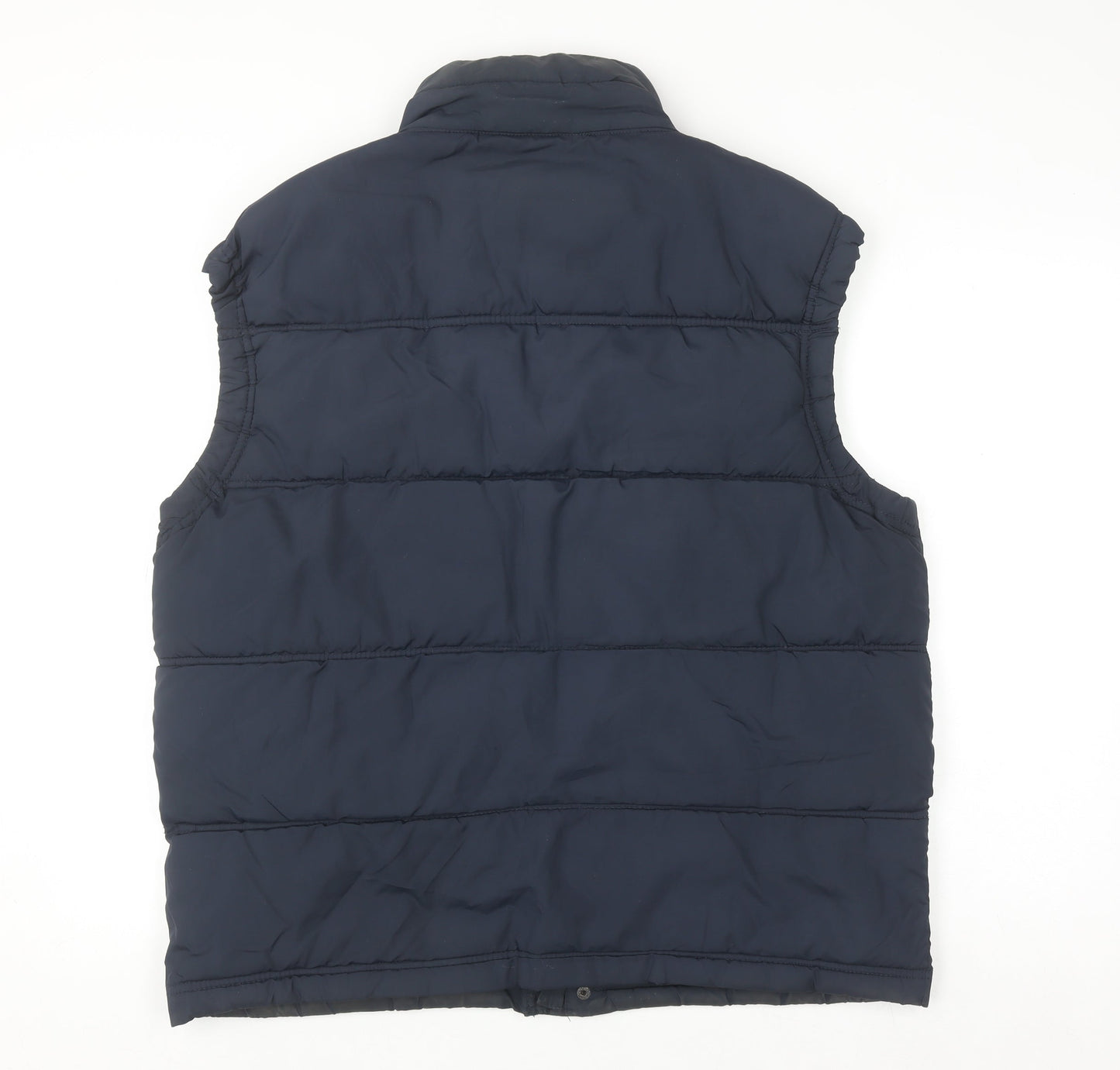 EASY Men's Blue Puffer Waistcoat L Vintage Varsity Style Polyester
