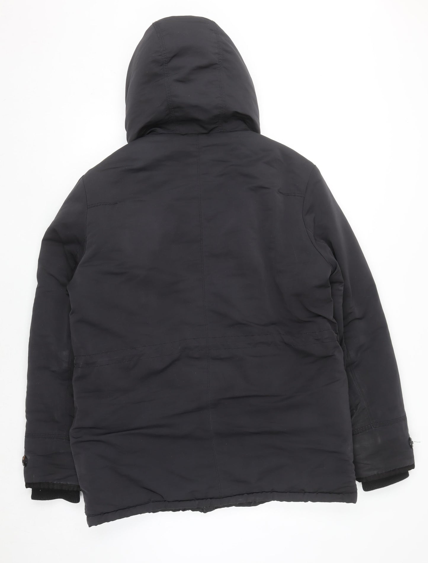 Burton Menswear London Men's Black Hooded Parka Jacket Size M