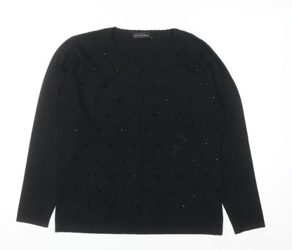 Just Elegance Womens Black Beaded Knit Pullover Jumper Medium