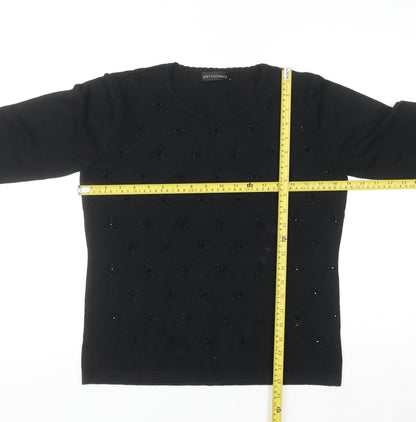 Just Elegance Womens Black Beaded Knit Pullover Jumper Medium