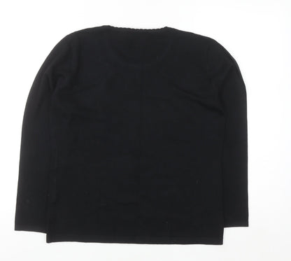 Just Elegance Womens Black Beaded Knit Pullover Jumper Medium