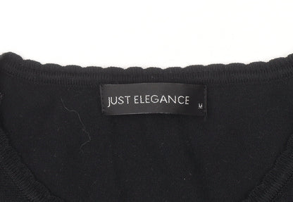 Just Elegance Womens Black Beaded Knit Pullover Jumper Medium