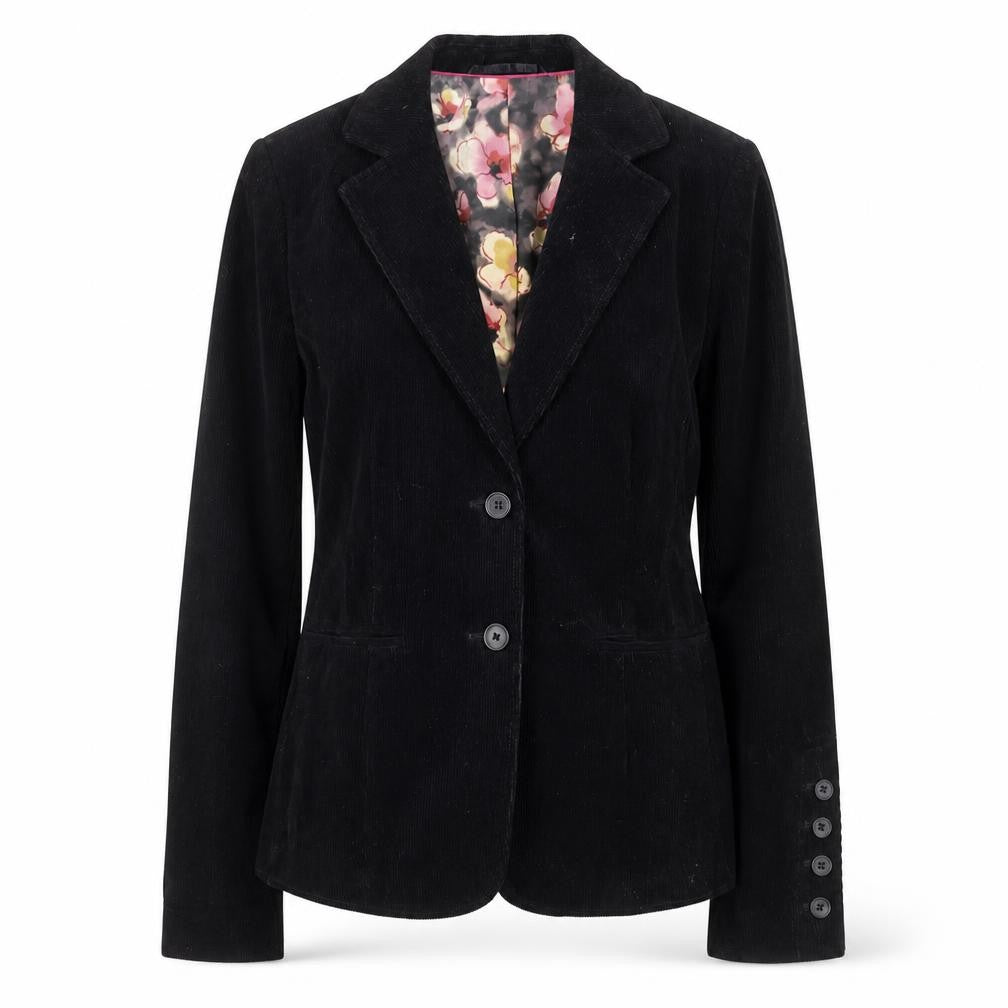 Marks & Spencer Per Una Black Corduroy Blazer Jacket Size 10