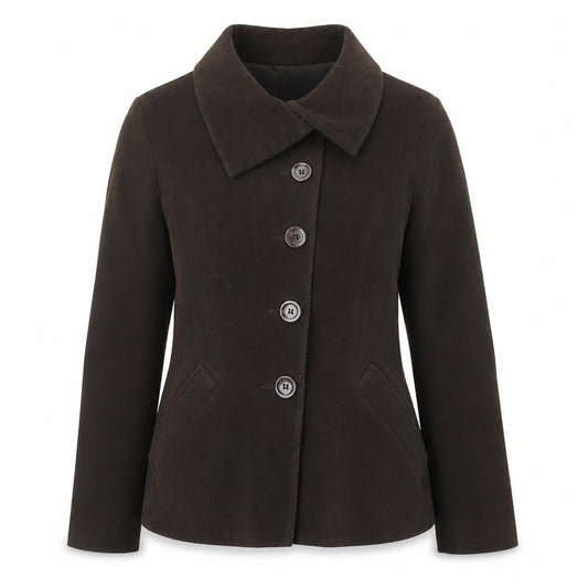 Marks & Spencer Women Brown Cotton Single-Breasted Suit Jacket Size 16