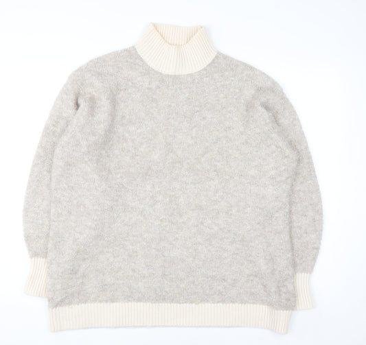 Marks and Spencer Women Beige Roll Neck Knit Jumper Size L
