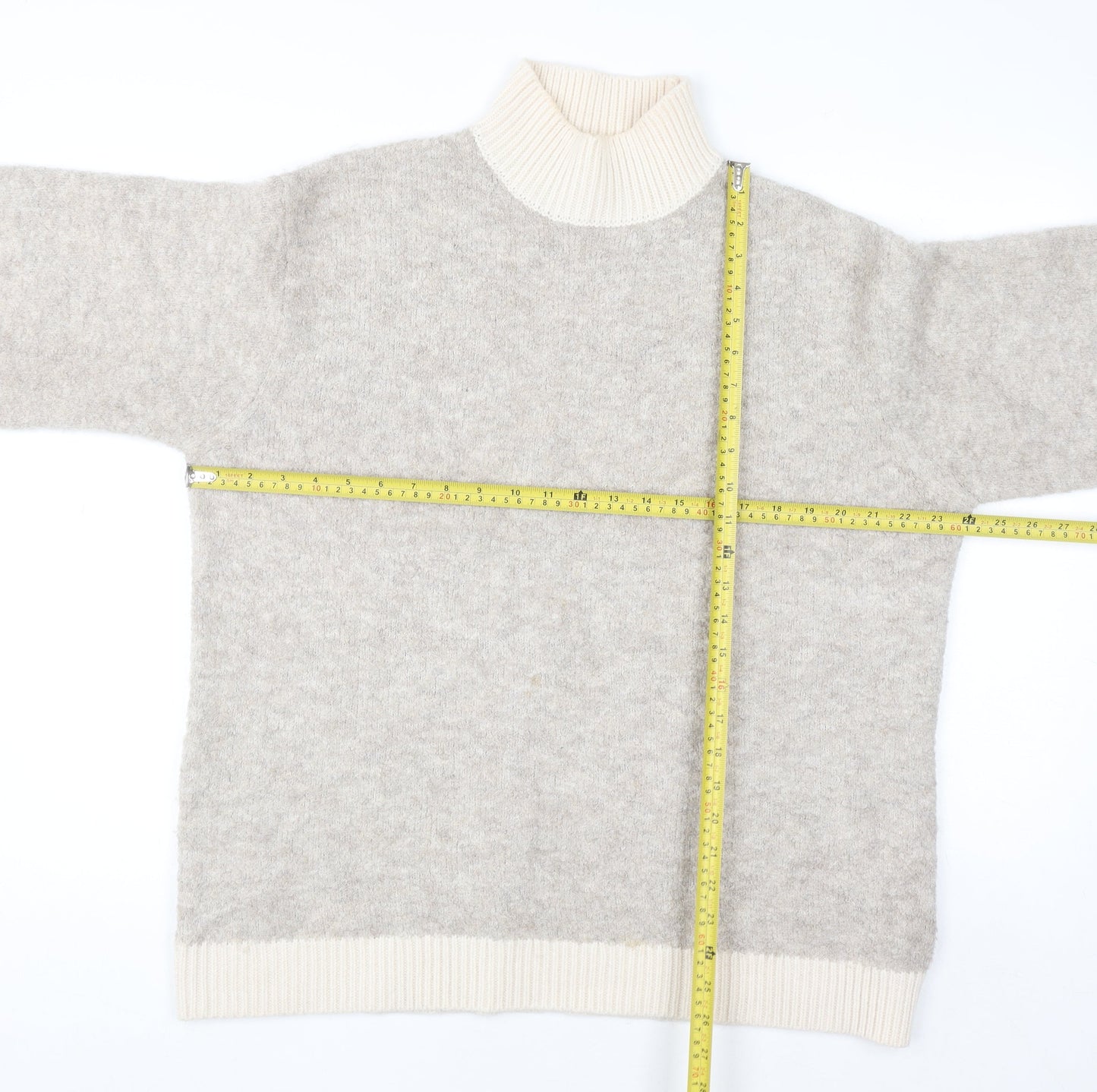 Marks and Spencer Women Beige Roll Neck Knit Jumper Size L