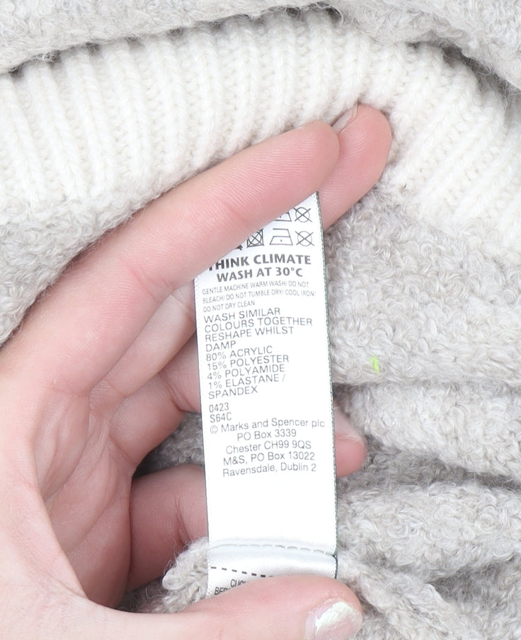 Marks and Spencer Women Beige Roll Neck Knit Jumper Size L