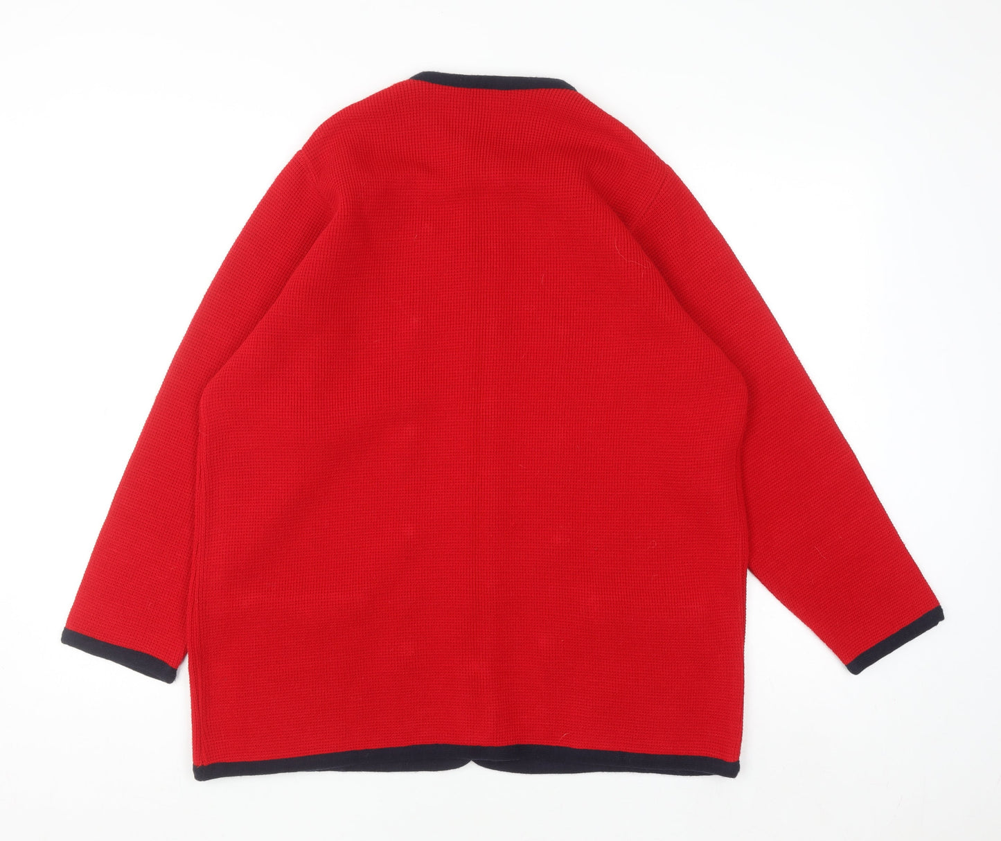 Errebe Womens Red Acrylic Knit Cardigan M Crew Neck Vintage Style