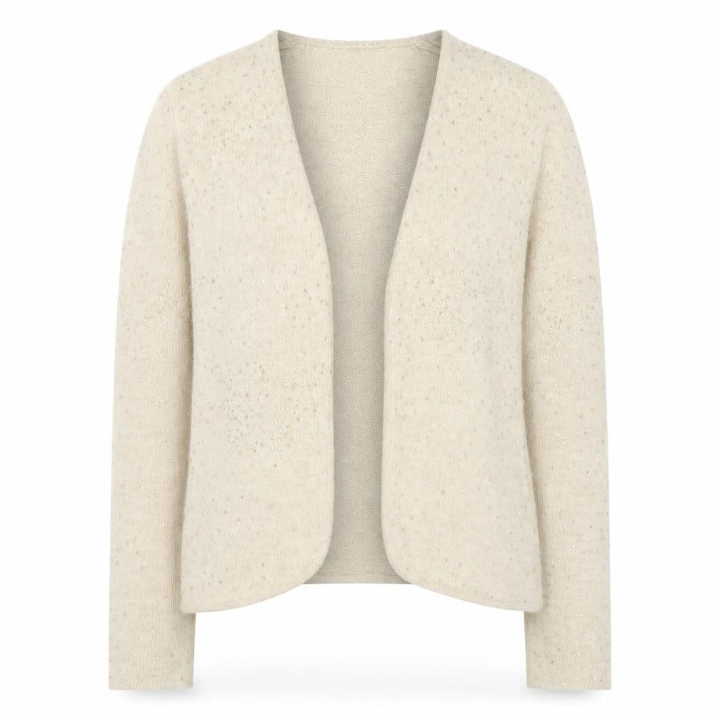 Fenn Wright Manson Women Beige Sequin Angora Wool Cardigan S