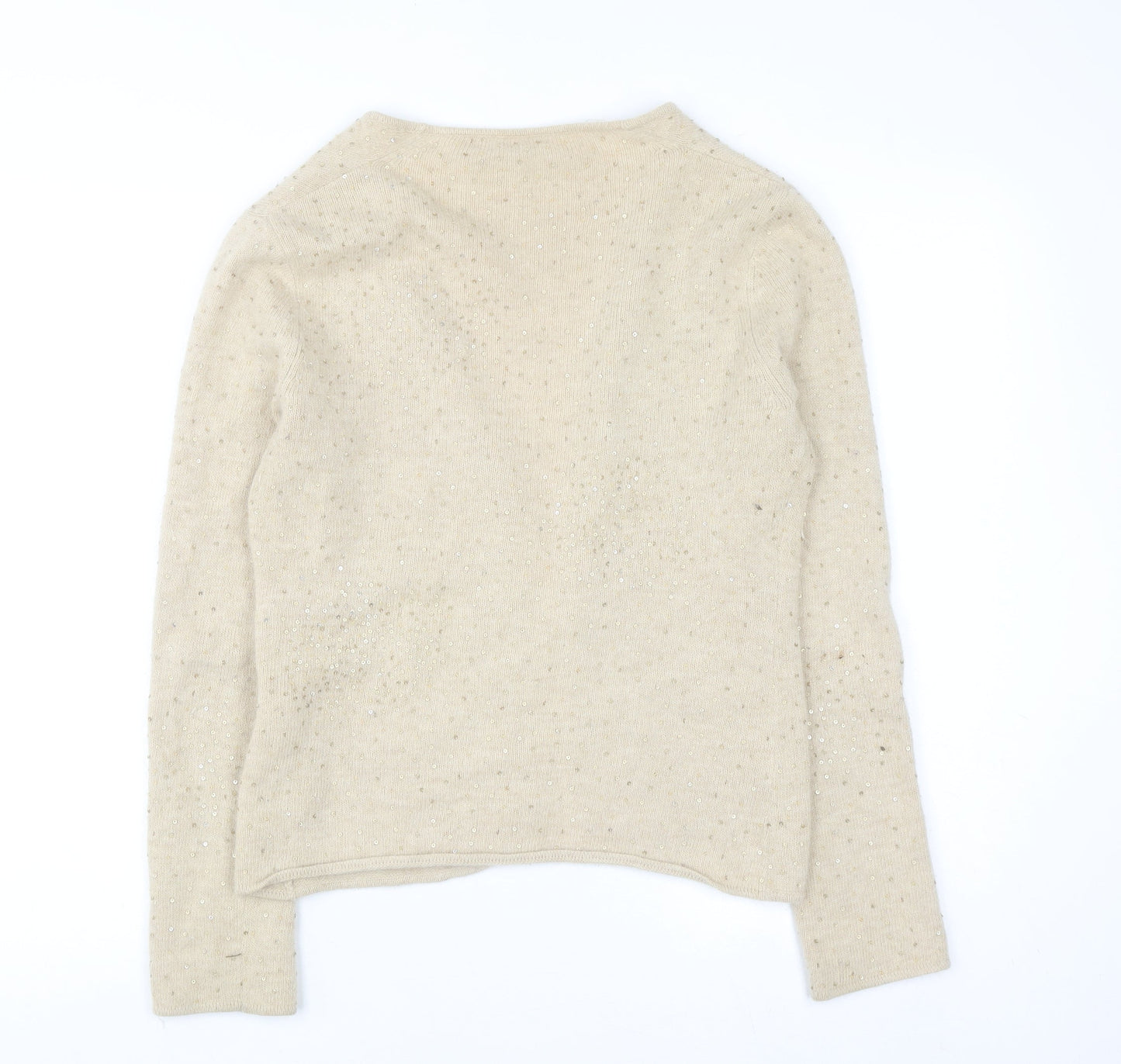 Fenn Wright Manson Women Beige Sequin Angora Wool Cardigan S