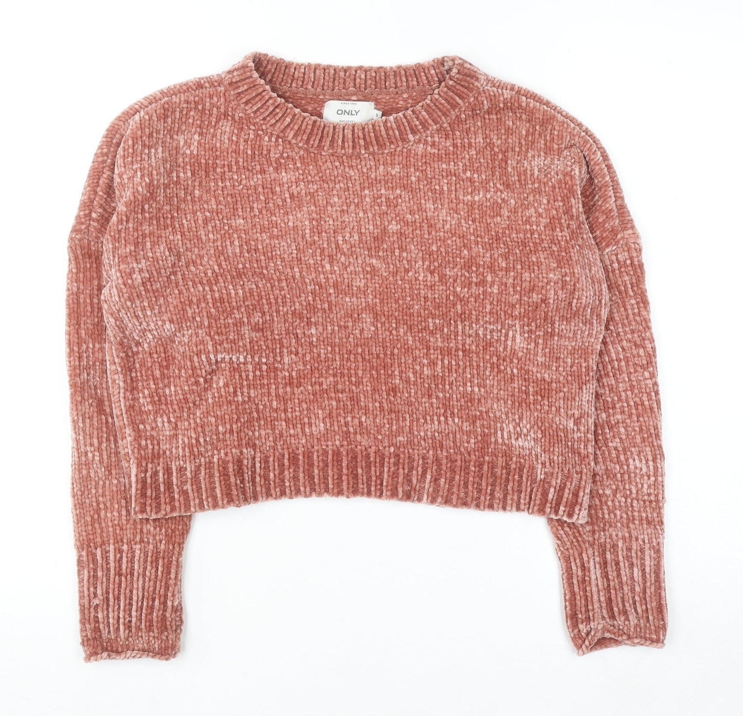 ONLY Womens Rust Chenille Knit Cropped Jumper Size S