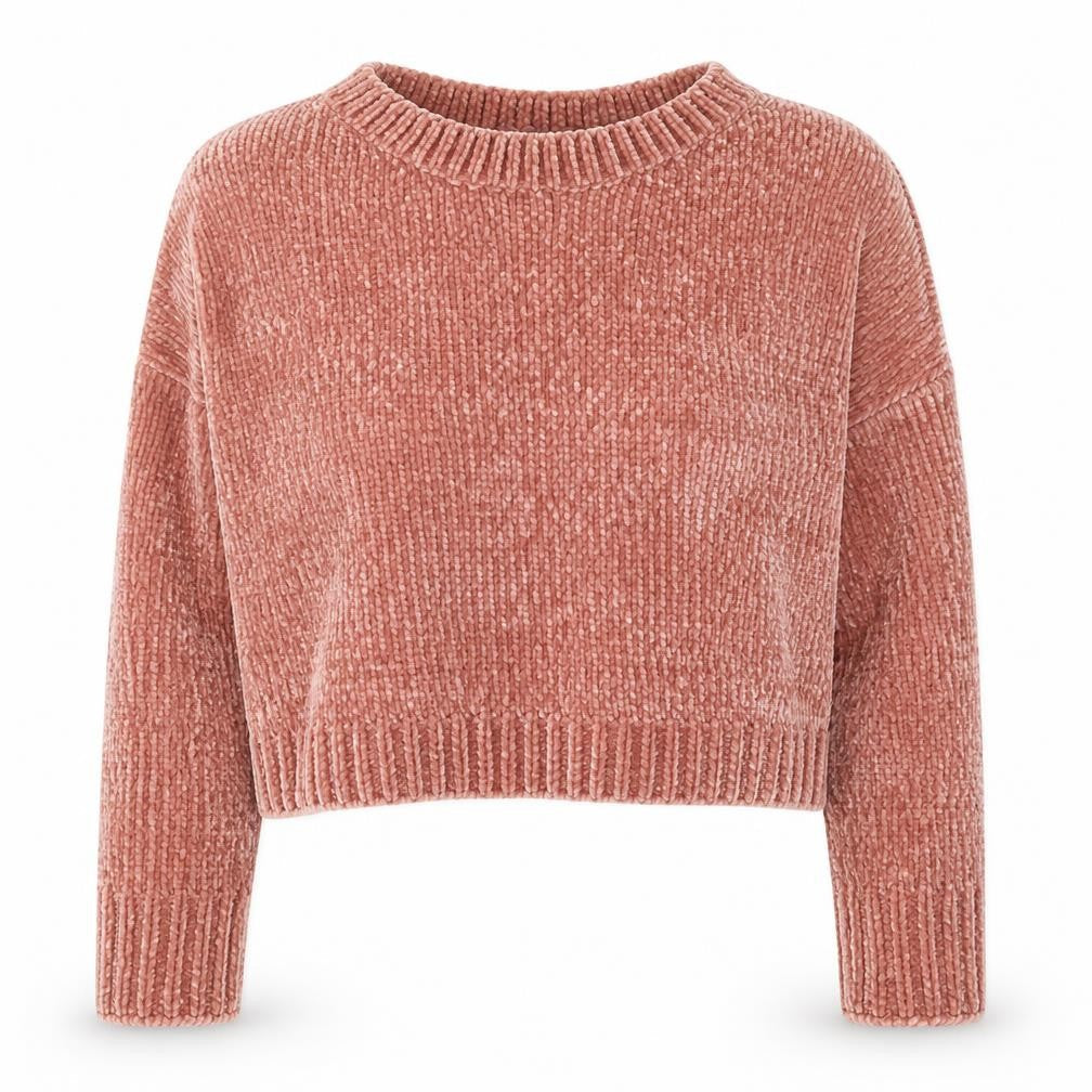 ONLY Womens Rust Chenille Knit Cropped Jumper Size S