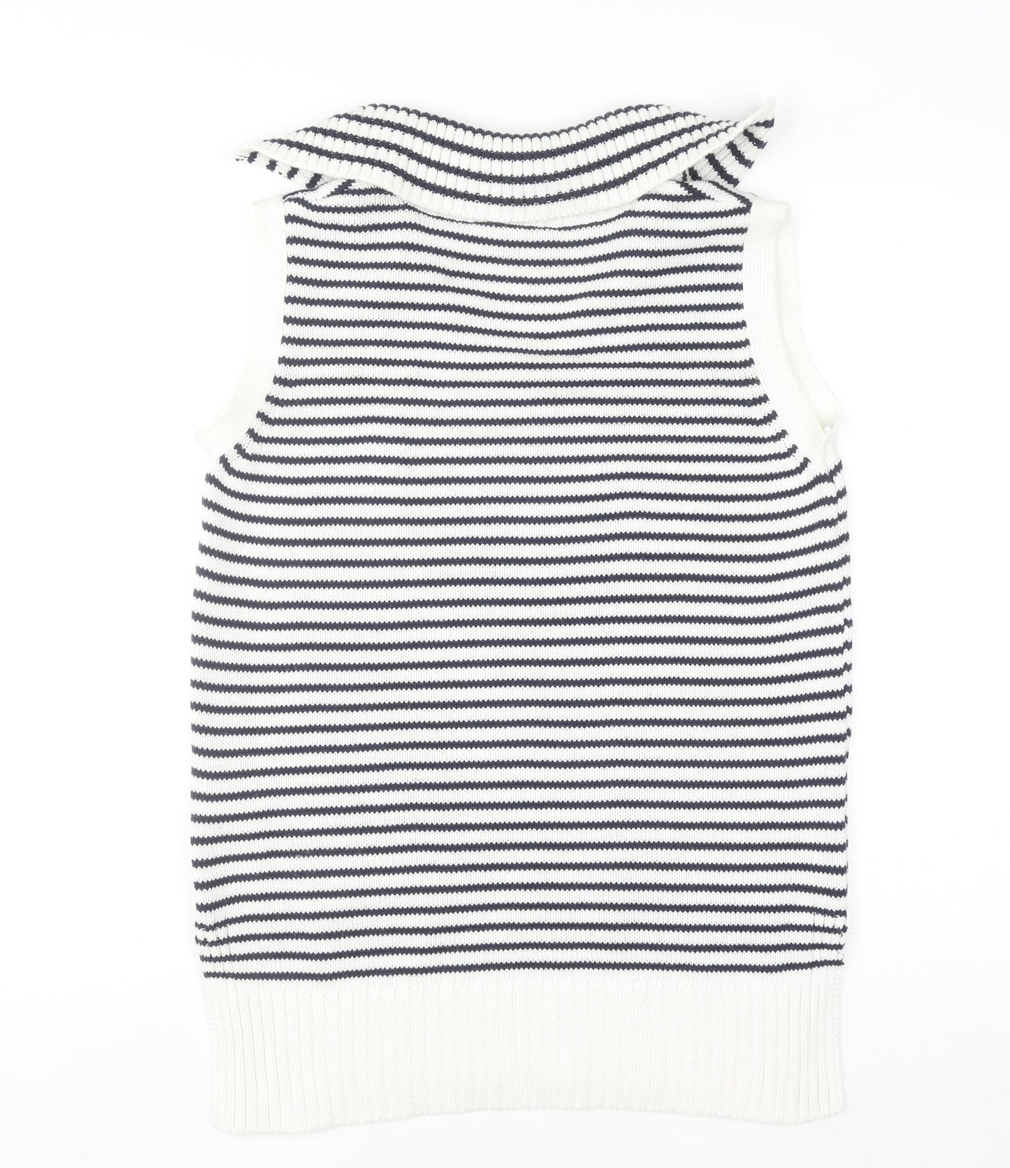 White Stuff Women's Blue Striped Sleeveless Knit Vest Jumper UK 8