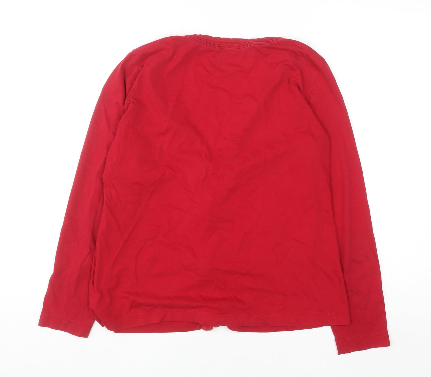 Lands' End Women's Red Button-Up Long Sleeve Cotton Top Size M