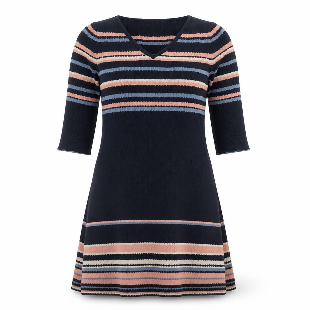 Monsoon Women's Multicoloured Stripe Knit A-Line Dress Size 10