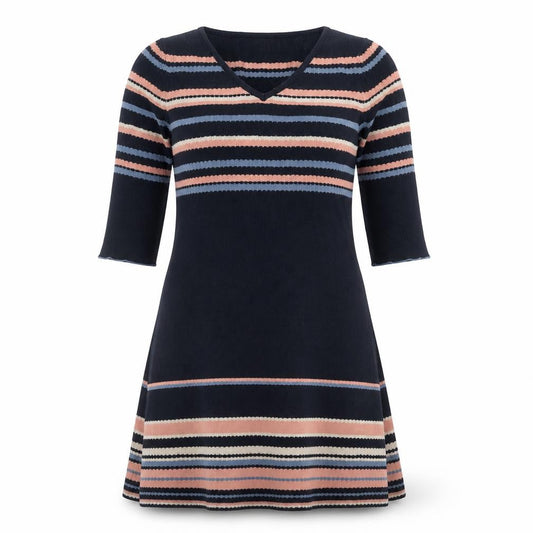 Monsoon Women's Multicoloured Stripe Knit A-Line Dress Size 10