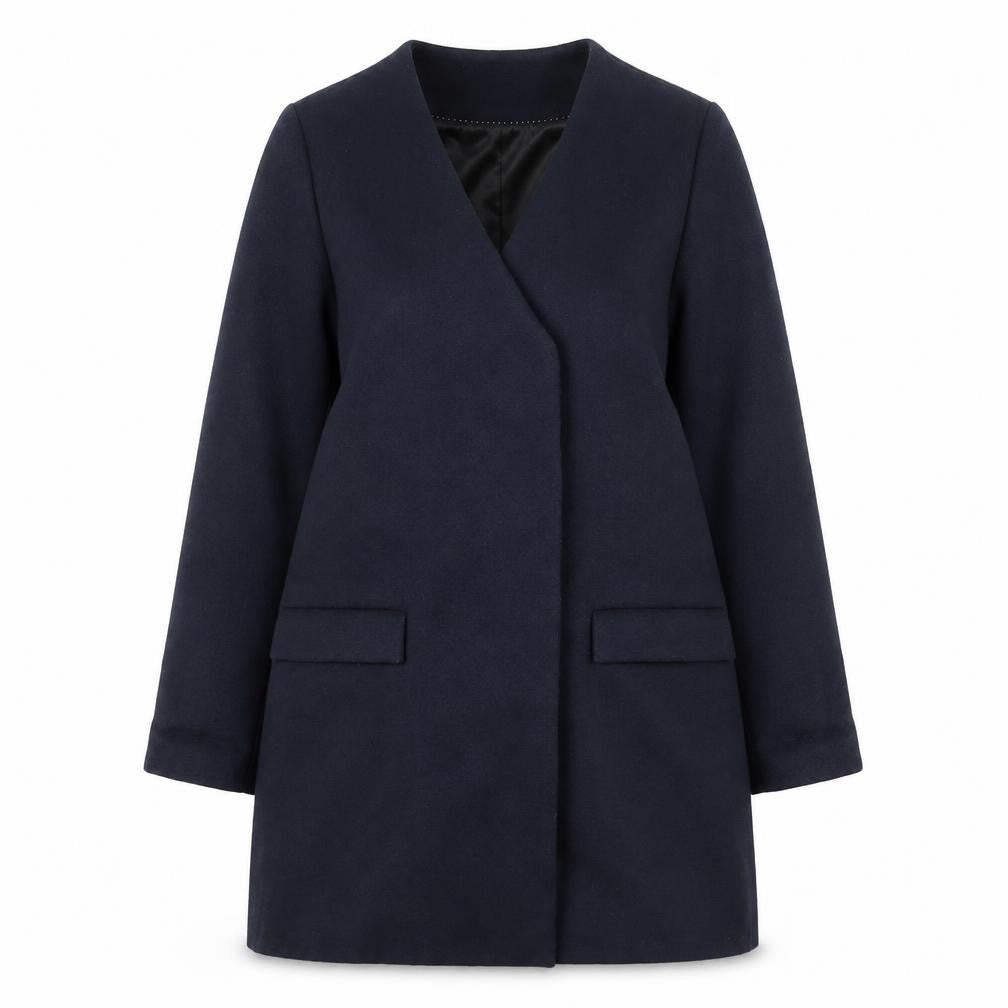 SELECTED FEMME Women’s Blue Wool Blend Mid-Length Overcoat Size 10