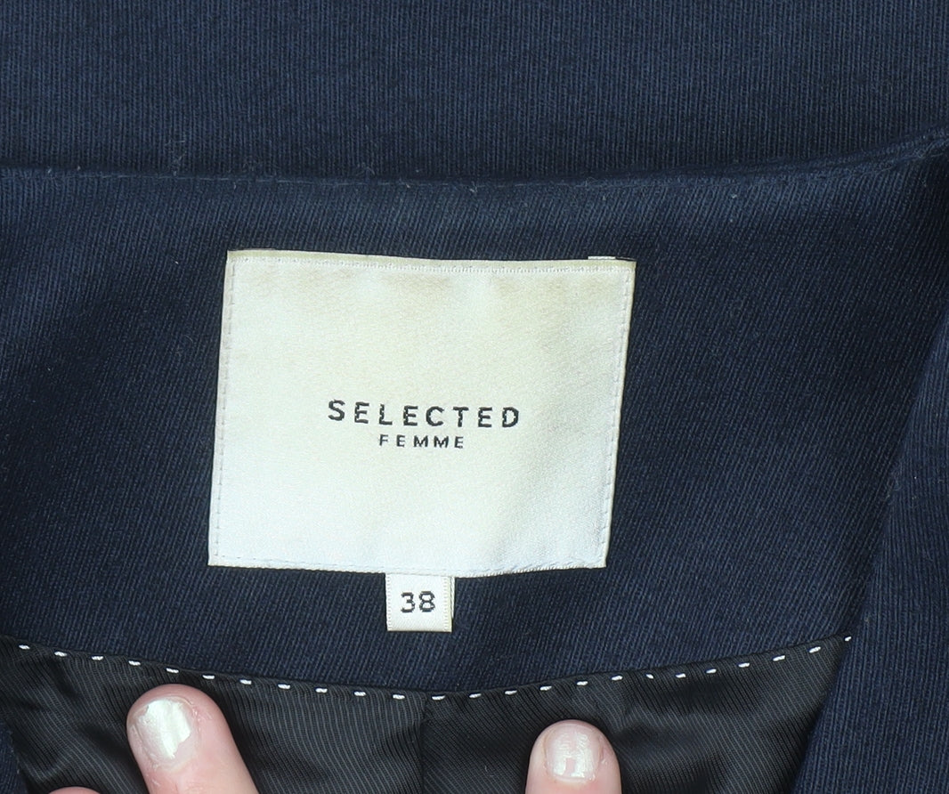 SELECTED FEMME Women’s Blue Wool Blend Mid-Length Overcoat Size 10