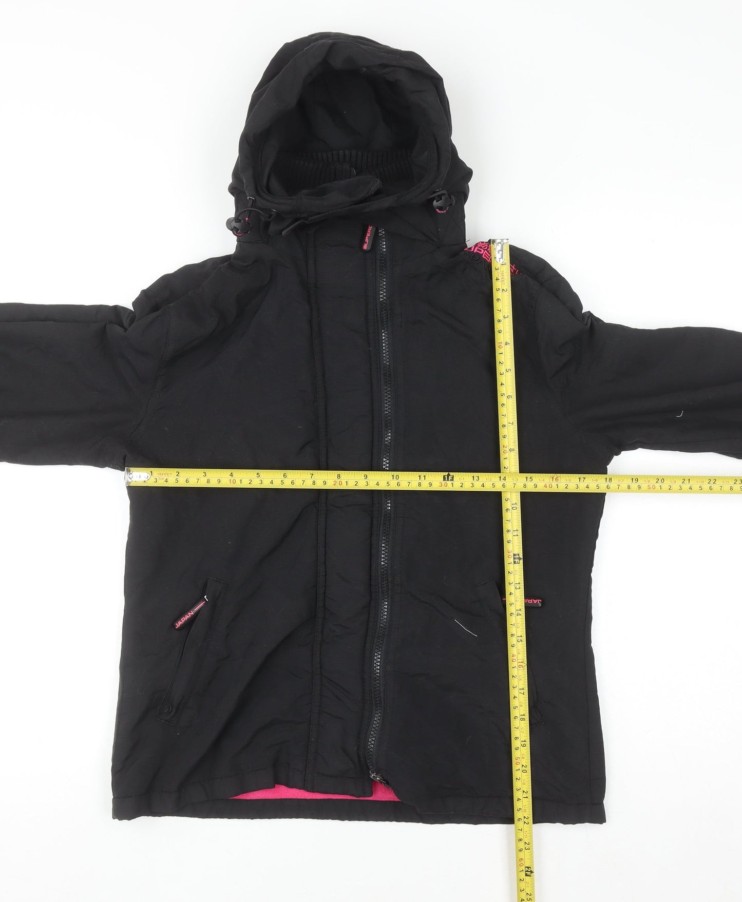 Superdry Women Black Hooded Puffer Jacket M Water Resistant