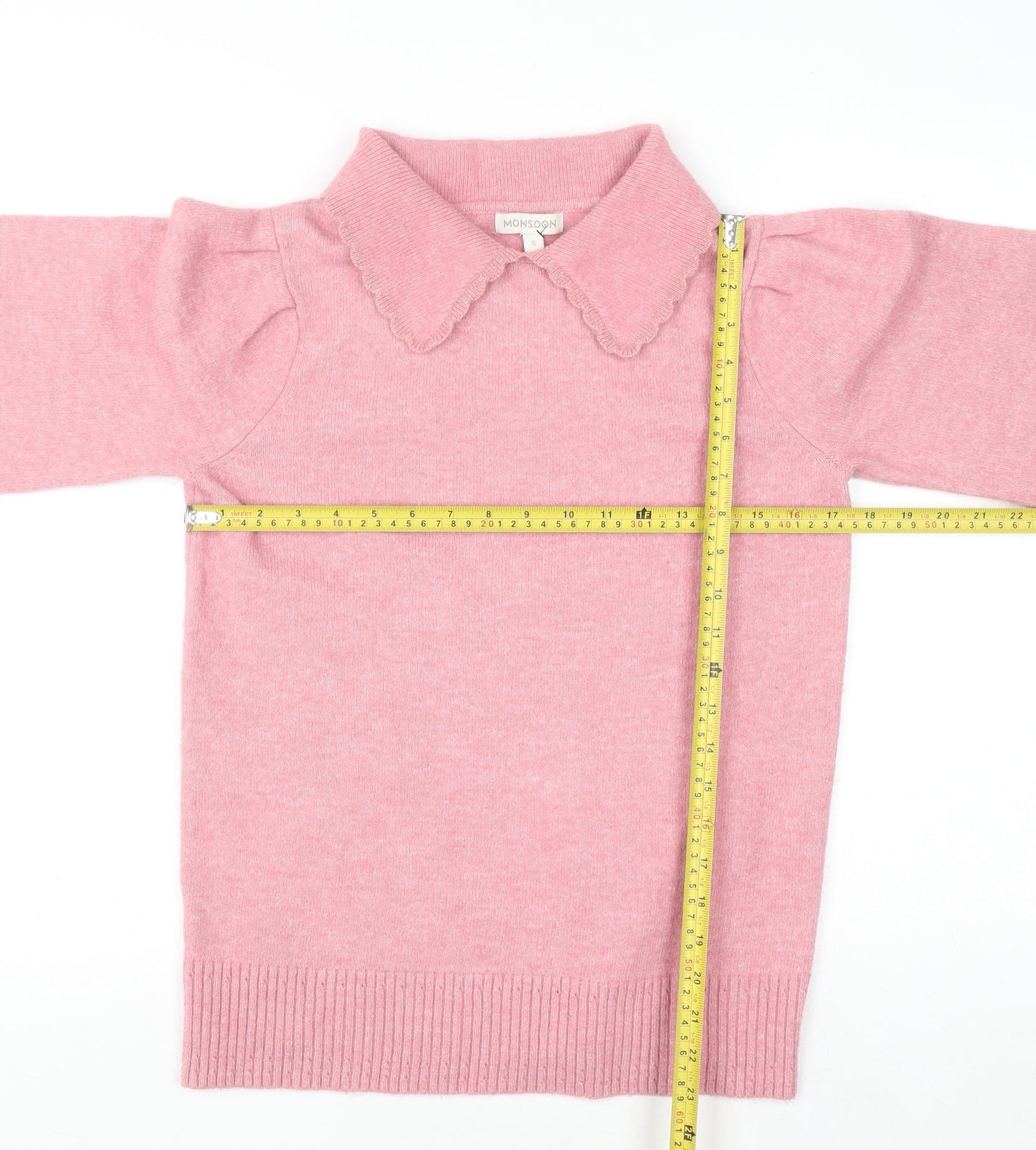 Monsoon Women's Pink Collared Floral Knit Jumper Size S