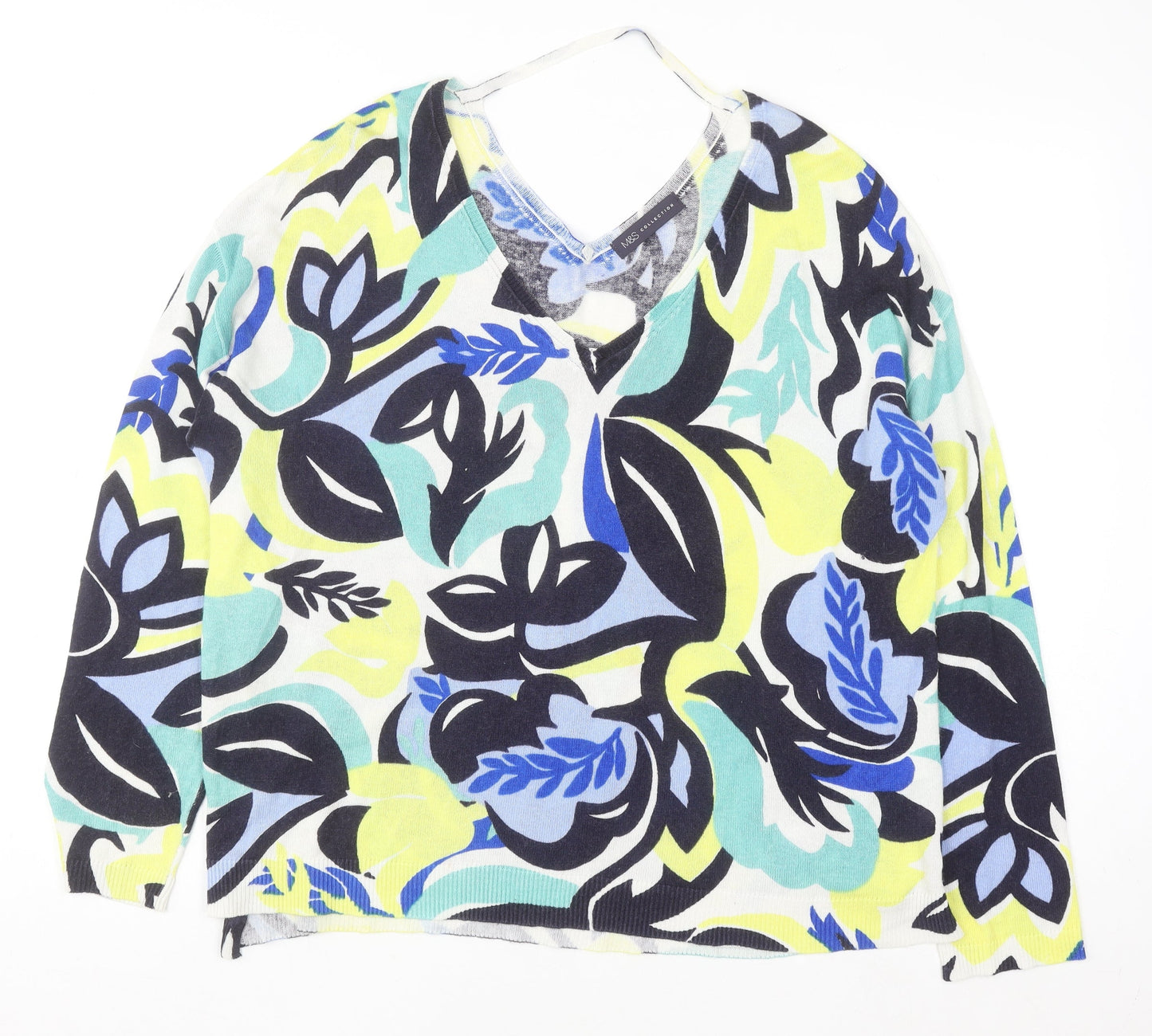 Marks and Spencer Womens Multicoloured Floral V-Neck Blouse Size 18