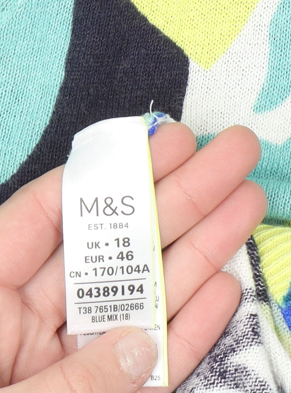 Marks and Spencer Womens Multicoloured Floral V-Neck Blouse Size 18